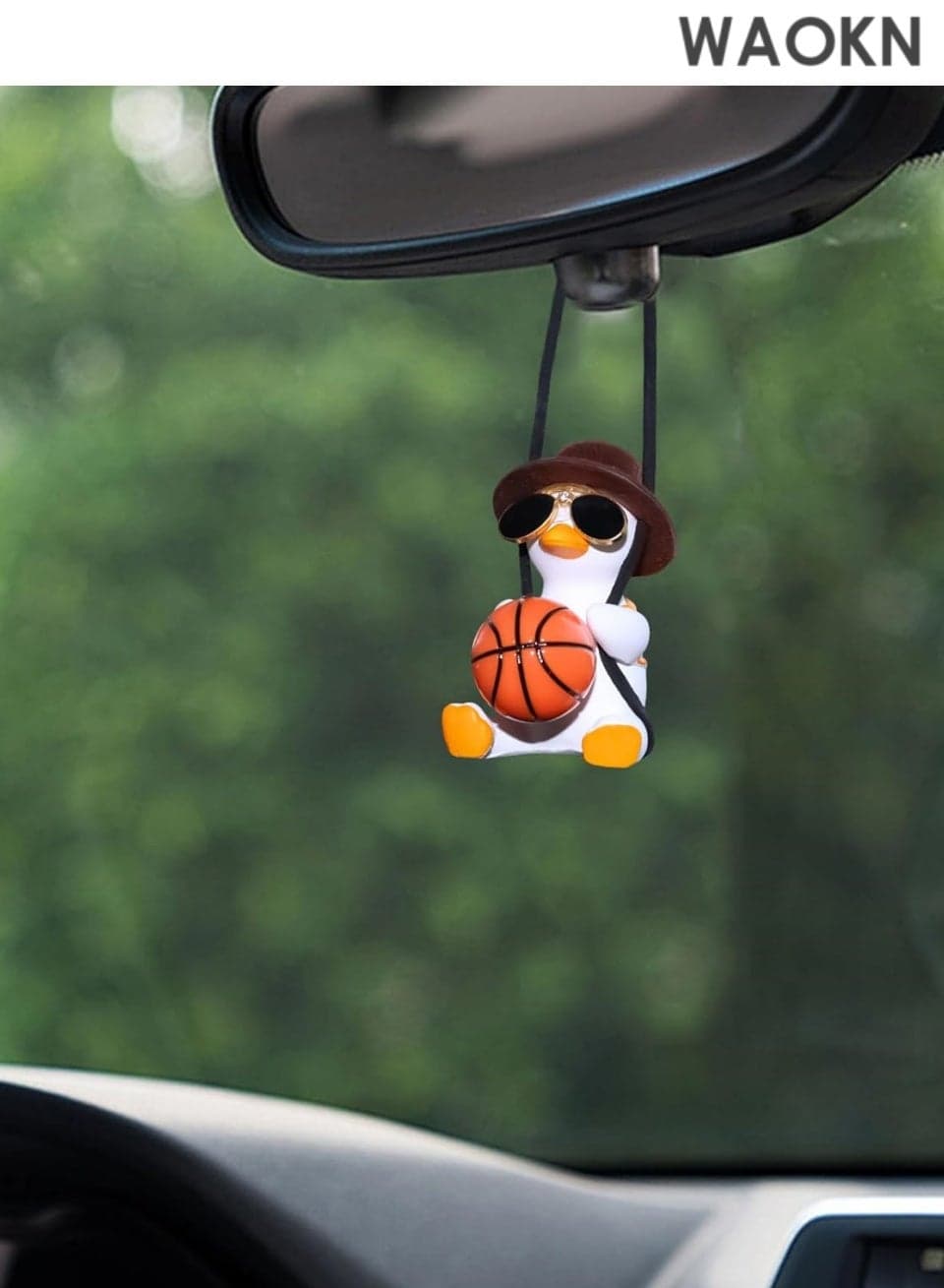 Swing Duck Car Hanging Ornament Cute Swing Duck Car Pendant Swing Duck Car Decoration Rearview Mirror Accessories for Men Women Teens Truck Rearview Christmas Halloween(Basketball Duck)