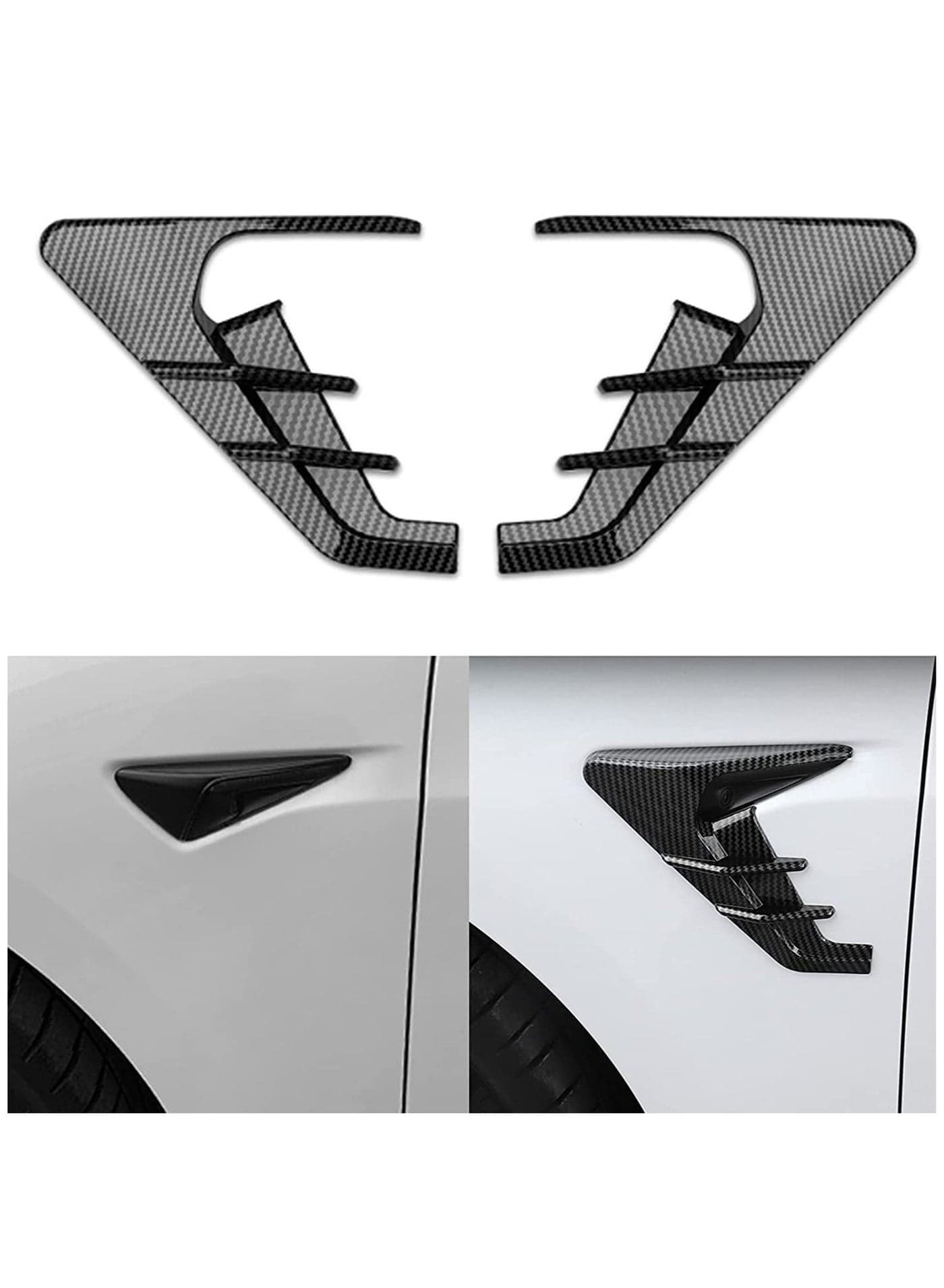 Tesla Model 3 Y Side Camera Indicator Protection Cover Decoration Modification Accessories fit for Autopilot 2.0-3.0 (Glossy Carbon Fiber Pattern)
