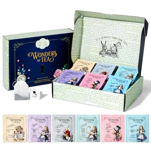 Alice’s Adventures in Wonderland, Wonder of Tea Gift Set, includes 6 Flavors of Tea with Book Quotes and Illustrations, Set of 90