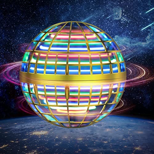LEMATRIX Flying Orb Ball Toy Hover Ball Boomerang Fly Fidget Spinner Cool Toys Gifts for 6 7 8 9 10 11 12 Years Old boy Girls Teens Hand Mini Drone Cosmic Globe Indoor Outdoor ToysGolden