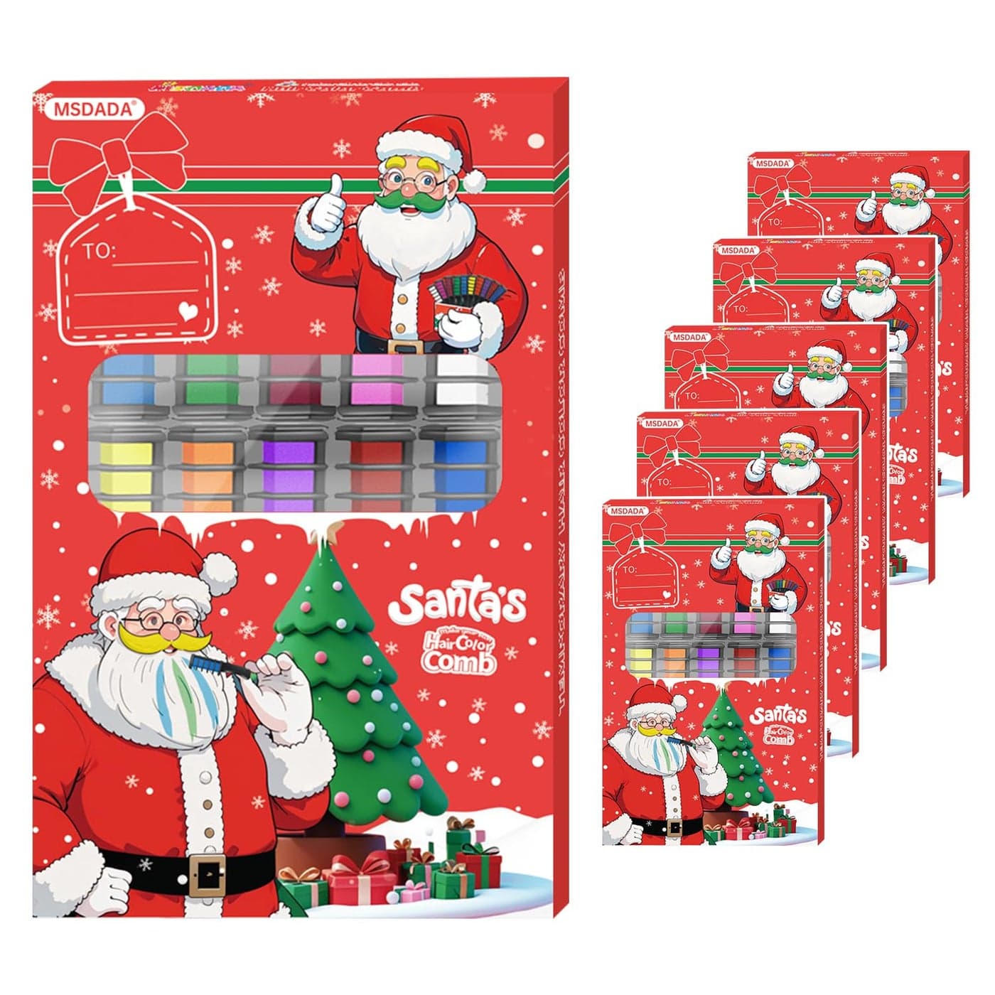 MSDADA 10 Color Hair Chalk Comb Christmas Toys Gifts for 6 7 8 9 10 11 12 13 Year Old Girls Kids Washable Temporary Hair Color Dye Paint Teen Girl Gift Hair Stuff Accessories Makeup Kit 5 Pack
