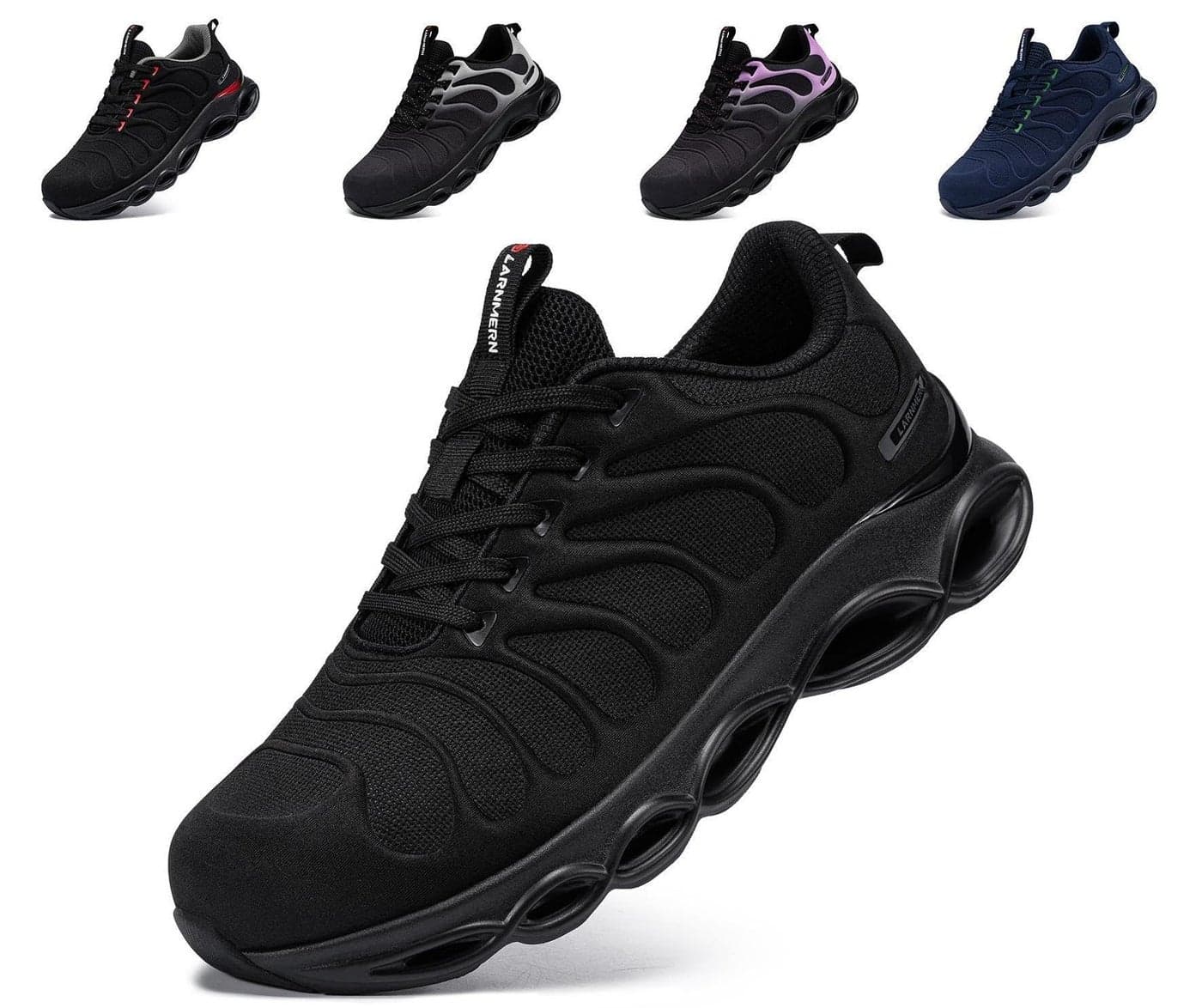 LARNMERN Steel Toe Shoes for Men Safety Shoes Work Sneakers Comfortable Safety Toe Sneakers Work Lightweight Colorful Zapatos de Seguridad (10.5,Black)
