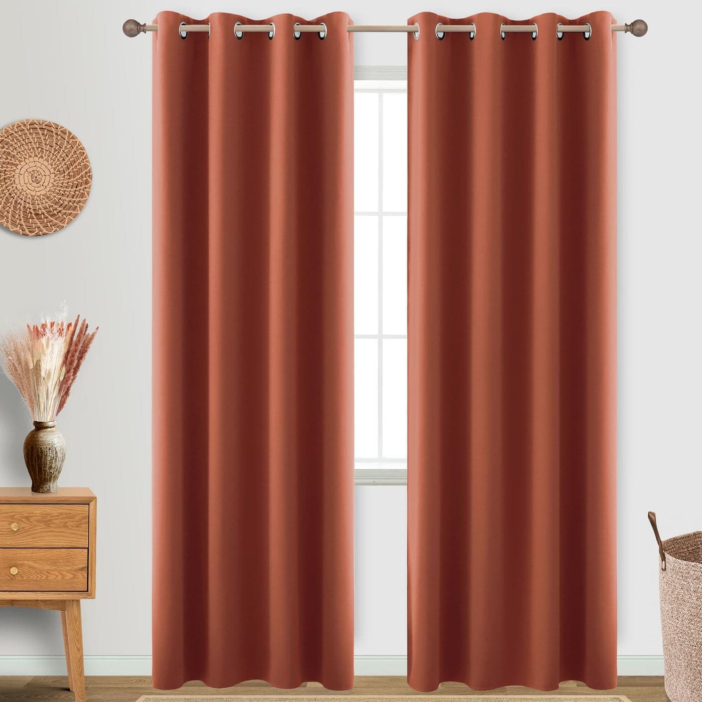 KOUFALL 2 Panel Set Blackout Curtains 96 Inches LongRoom Darkening Bohemian Autumn Decor Fall Decorations Hippie Decorative Curtains for Living Room Bedroom52x96 in LengthDark Burnt Orange