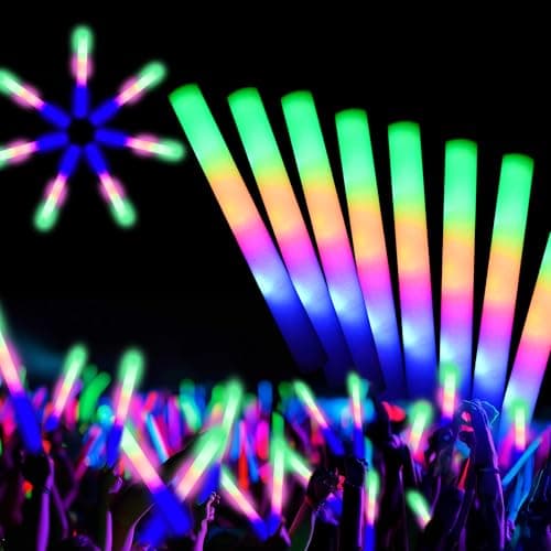 SVYIQ 12 PCS Foam Glow Sticks Bulk With 3 Modes Colorful FlashingFoam Light up SticksGlow Sticks for WeddingGlow in Dark Party Supplies for WeddingHalloween 4th of JulyRavesConcertNew Year1