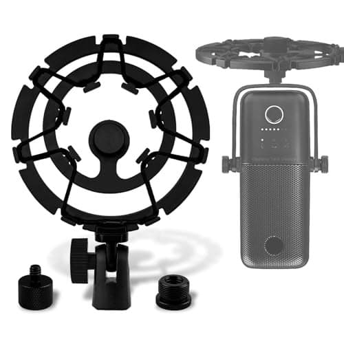 Geekria for Creators Microphone Shock Mount Compatible with Elgato Wave Neo Wave 1 Wave 3 Mic Suspension Mount AntiVibration Adapter Clamp Mic Holder Clip Metal Black
