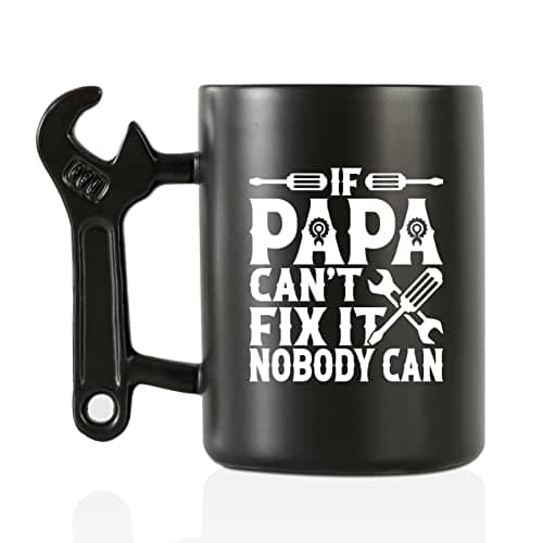 Onebttl Papa Gifts for Fathers Day Christmas Papa Coffee Mug with Wrench Handle from Granddaughter and Grandson 135oz400ml Funny Ceramic Mug