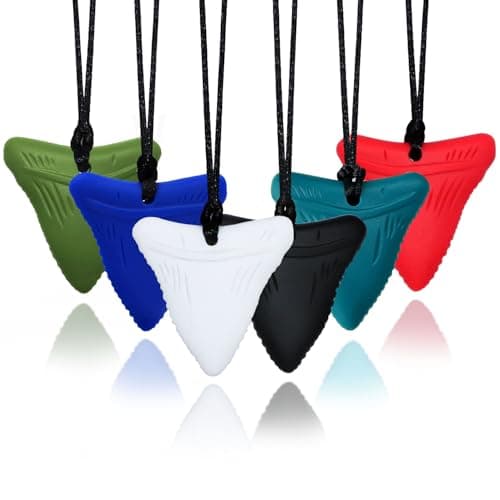 Chew Necklaces for Sensory Kids 6 Pack Chewy Necklace Sensory Toys for Autism ADHD Anxiety Silicone Teething Necklace Oral Chew Toys for Boys Girls Adults Chewer Reduces Chewing Fidgeting