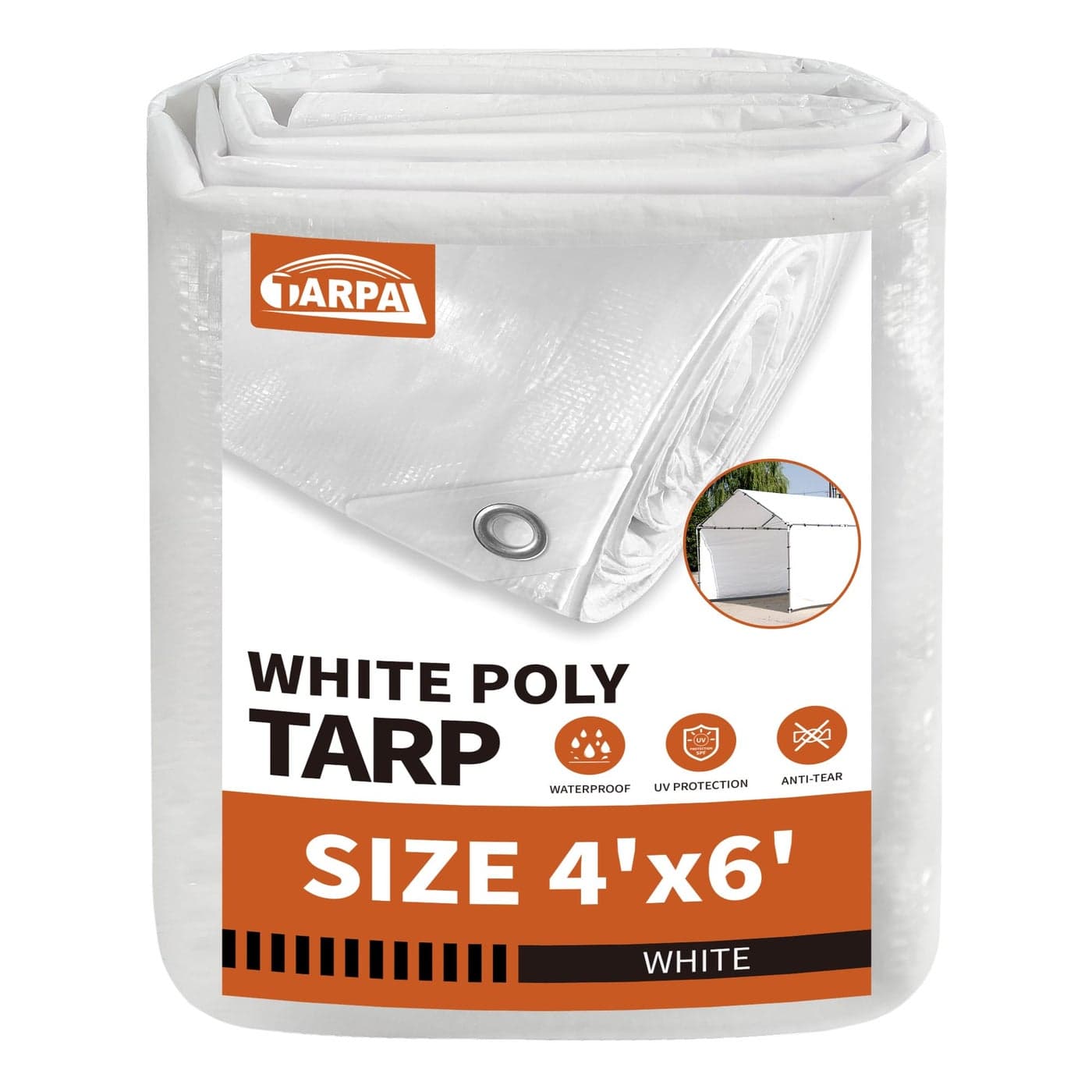TARPAL 4x6 White Tarp Waterproof 75 mil Medium Duty All Purpose Poly Tarps Cover WaterproofSnow Proof UV ProtectionRip and Tear ProofPoly Tarpaulin