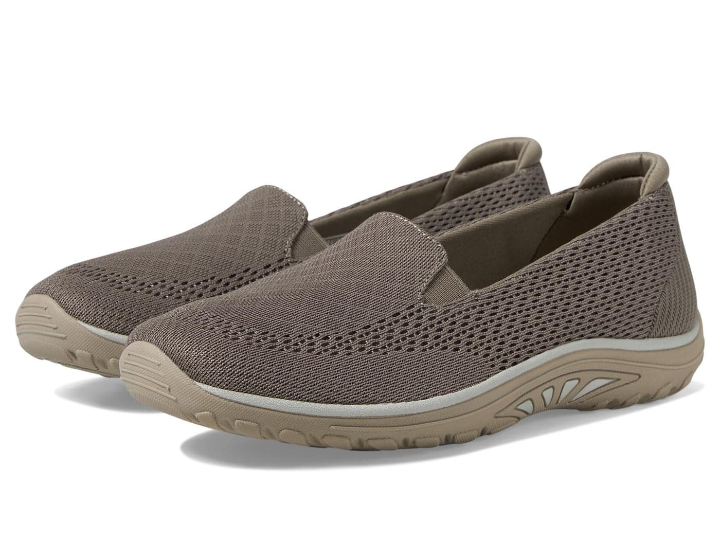 Skechers Modern Comfort Womens Womens Reggae FestWillows Vibe Loafer Flat Dark Taupe 85