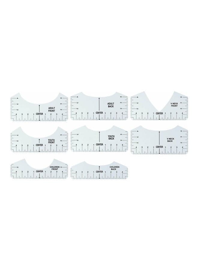 9-Piece PVC T-Shirt Alignment Measuring Ruler Sewing DIY Crafts Sewing Accessories White