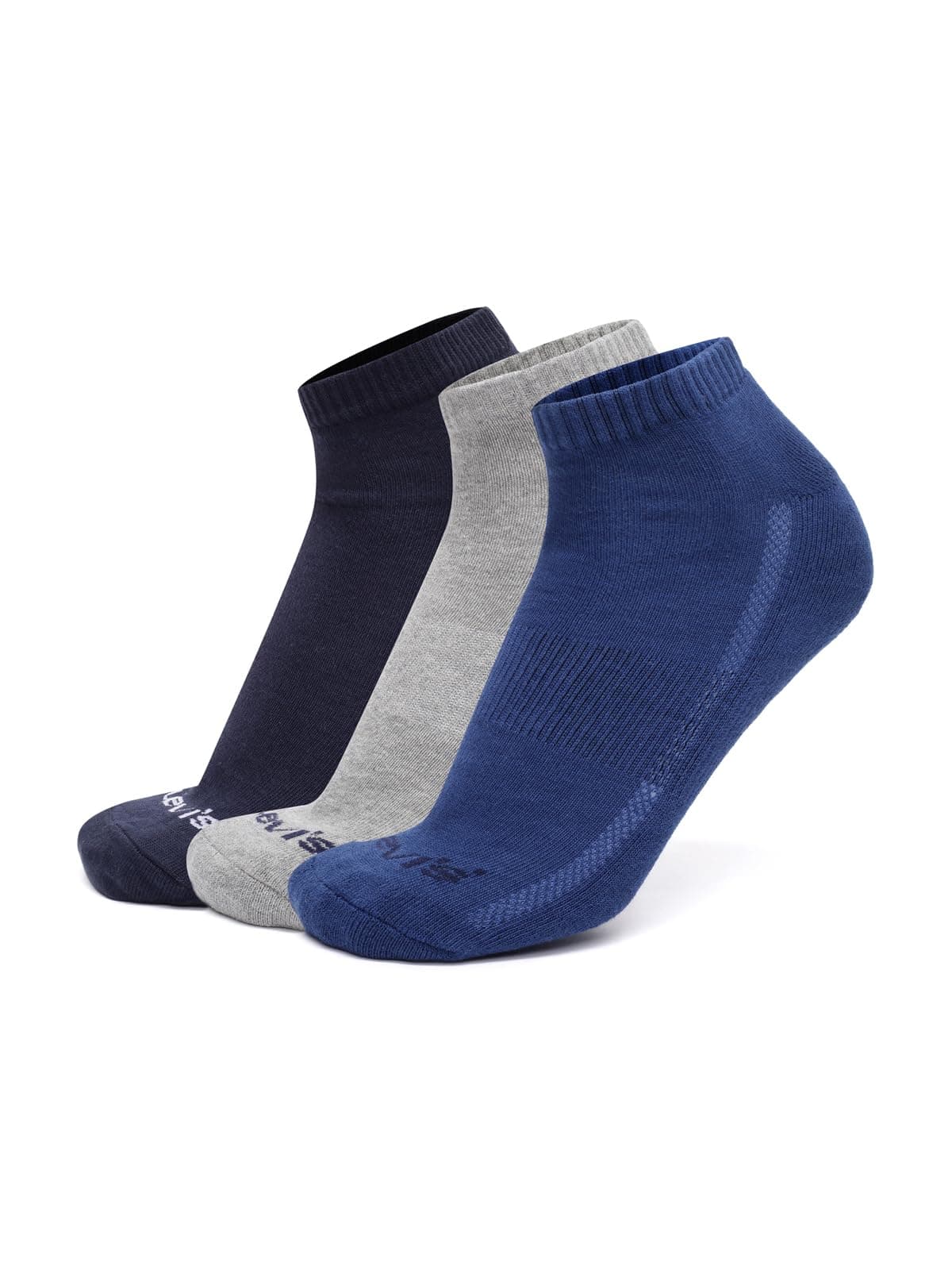 Levi's LS303 Men's Cotton Stretch Ankle Cut Half Terry Socks with Cushioned Sole (Pack of 3)