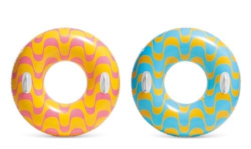 INTEX 59256 Wavy Dreams Inflatable Tube: Heavy Duty Grab Handles – 36" Diameter – 132lb Weight Capacity – One Tube – Color May Vary
