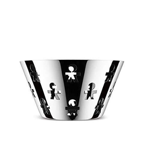 Alessi AKK05 Design Fruit Bowl, Stainless Steel, Polished, 23 cm