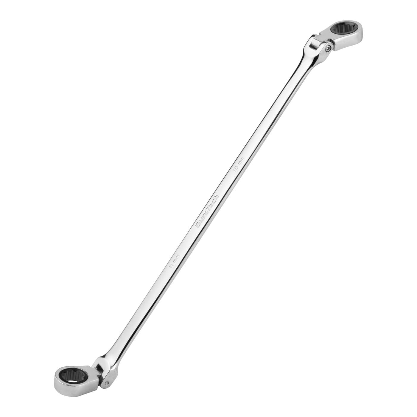 DURATECH 10 11 mm Extra Long FlexHead Ratcheting Wrench Metric CRV Steel
