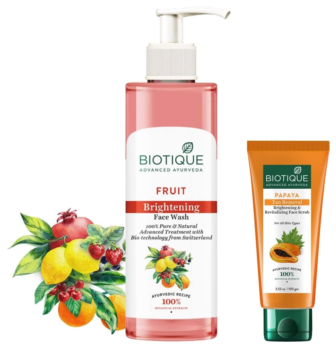 Biotique Bio Papaya Revitalizing TanRemoval Scrub 100g White Advanced Fairness Face Wash 200ml