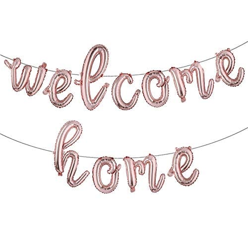 16 inch Welcome Home Balloon Banner Style Balloons Foil Letter Balloon Anniversary Celebration Party Decorations L WELCOME HOME ROSE GOLD