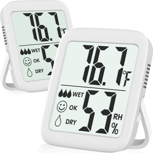 Antonki 2 Pack Room Thermometer for Home Indoor Hygrometer Humidity Meter Gauge Digital Temperature and Humidity Sensor Monitor for House Terrarium Incubator Greenhouse Battery Included