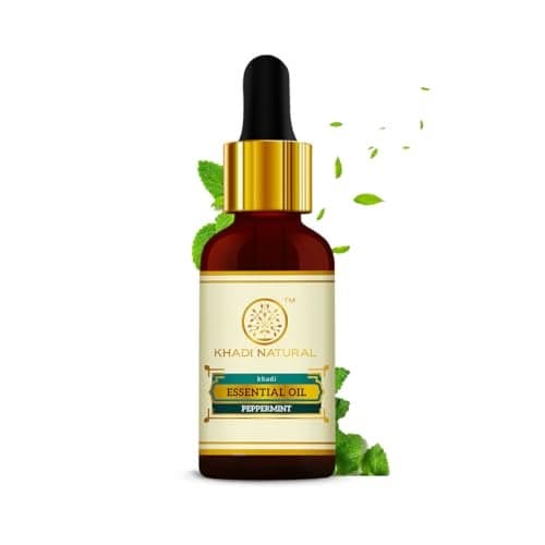 Khadi Natural Peppermint Essential Oil | Herbal Aromatherapy Oil for Mind & Body Relaxation | Helps Refresh Senses & Relieve Stress | Cooling Peppermint Oil for Aromatherapy & Massage | Suitable for Diffuser Use | 15ml