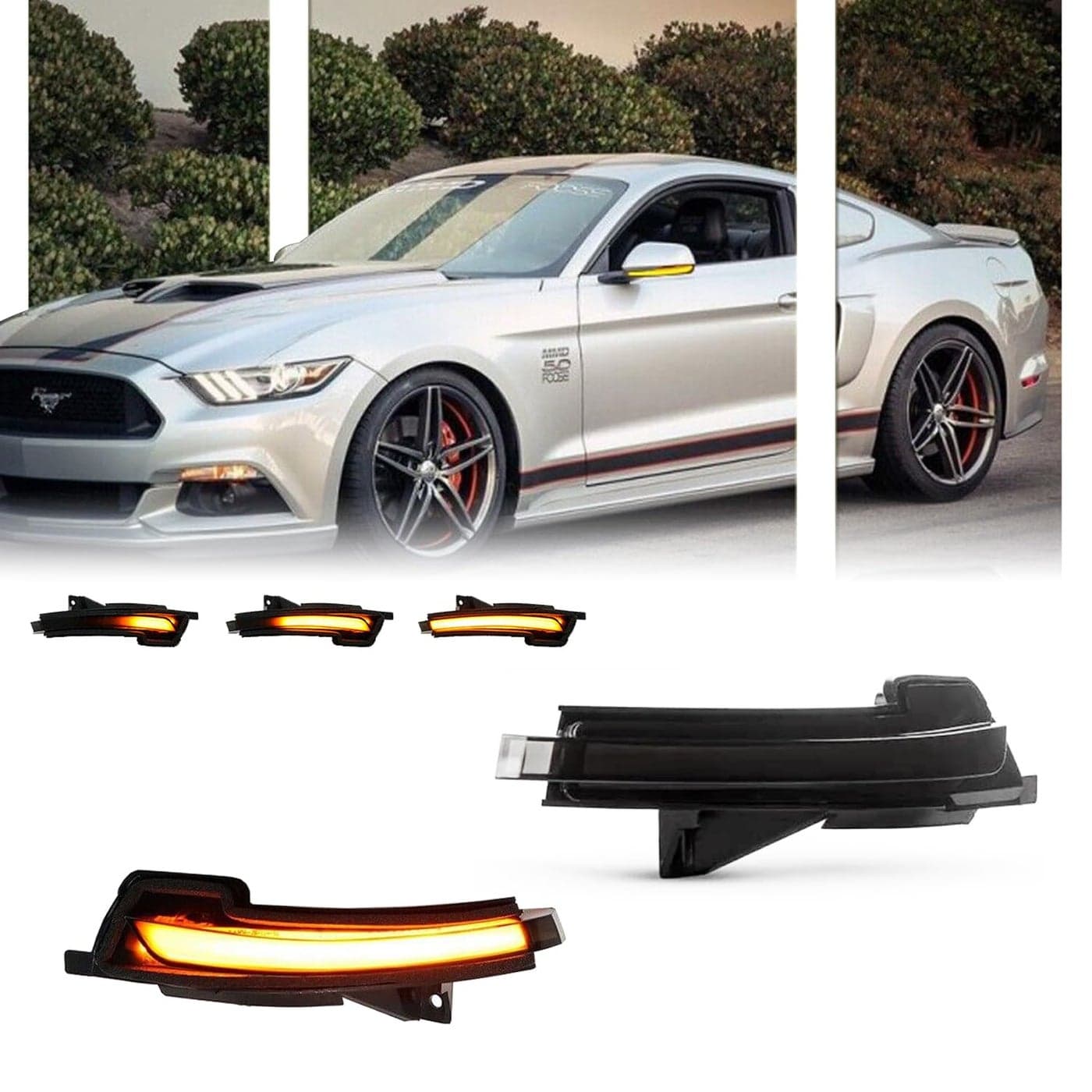 GSOWO Sequential Dynamic LED Side Mirror Turn Signal Lights for Ford Mustang 20152023 Mustang S550 Accessories Turn Signal Indicator Lamp 2 Pcs