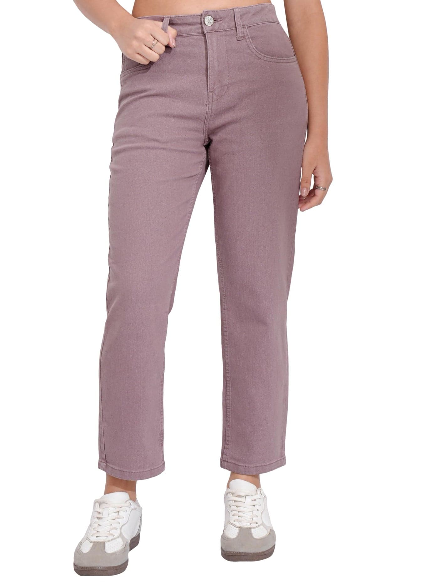 Tokyo Talkies Women Camel Highrise Slim Fit Crop Jeans
