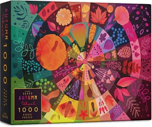 Elena Essex Jigsaw Puzzles 1000 Pieces for Adults Autumn Wheel Fall Puzzles 1000 Piece Puzzle Cosy Mushroom Pumpkin Fall Puzzle Jigsaw Puzzle Size 20x28 inches
