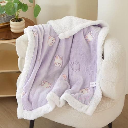 Butterthief Cozy Super Soft Warm Double Layered Sherpa Swaddle Blanket for Newborn Babies All Seasons Wrapper Sheet for Infant Baby Boys & Girls (70x100 cm, 0-2 Years) (Purple)