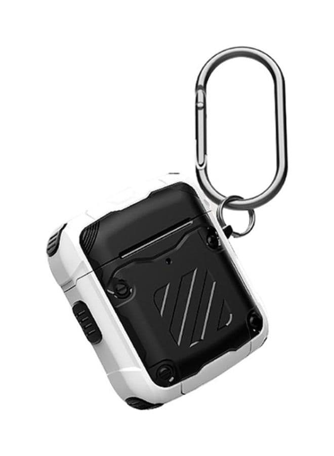 Three Defenses Transformers Second Generation Protective Case With Hook Up For Apple AirPods 1/2 Black/White