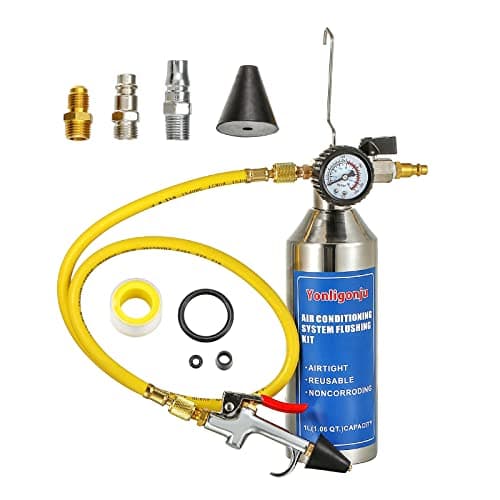 Yonligonju AC Flush Kit Auto air Conditioning Pipeline Cleaning Tool SetR134A R12 R22 R404 R410A AC System Flush Kit Can Tool with 220PSI Gauge Air Fittings and Hose