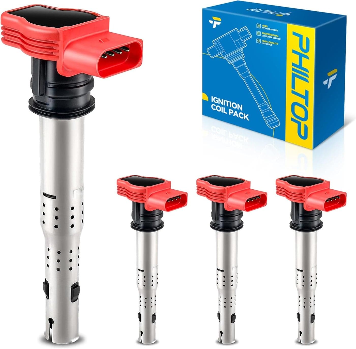 PHILTOP UF529 Ignition Coil Pack - Set of 4 for Various Audi and Volkswagen Models