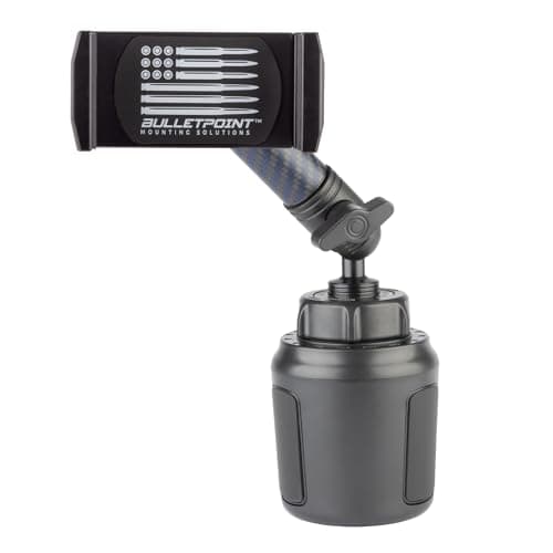 Bulletpoint Adjustable Universal Cup Phone Holder for Car with Carbon Fiber Kevlar Arm Compatible with iPhone Samsung Google Smartphones (Universal Phone Holder)