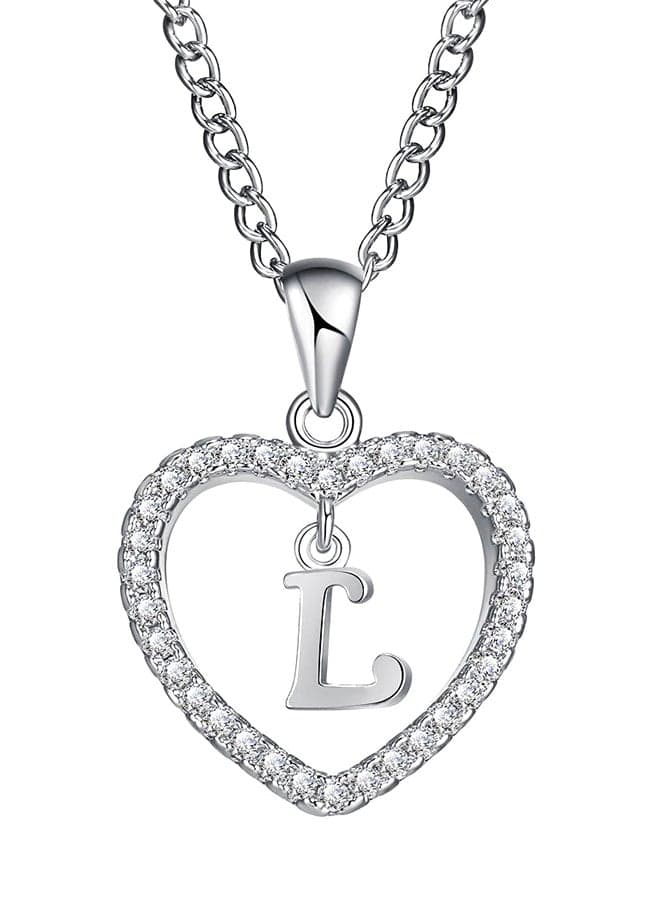 Concise Hollowed Heart Alphabet Chain Pendant