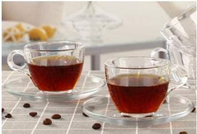 Varahry Glassware Durable Crystal Clear Classic Glass Tea Coffee Cup and Saucer Set for Espresso Cappuccino hot Chocolate Green Tea and More 6