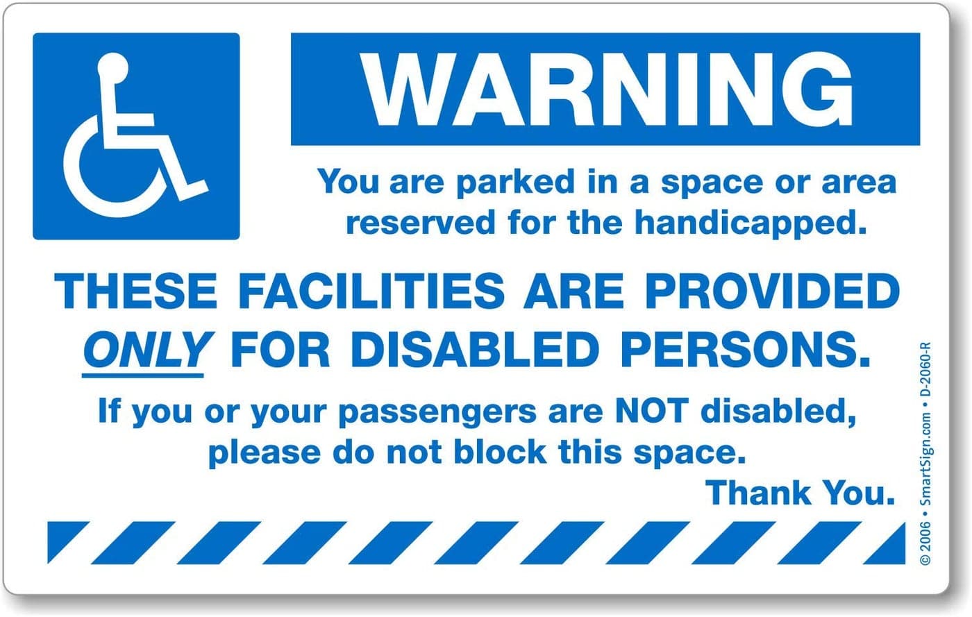 SmartSign Warning - You are Parked in a Space Reserved for Handicapped Stickers | 5" x 8"
