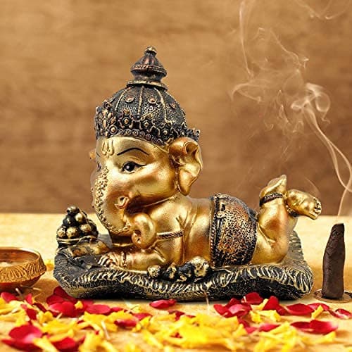 TIED RIBBONS Ganesha Idol Statue Showpiece (Resin, Multi, 16 cm X 12.9 cm) - Decoration Items for Home Decor Mandir Living Room Bedroom Pooja Room Office Table Decorative Gifts