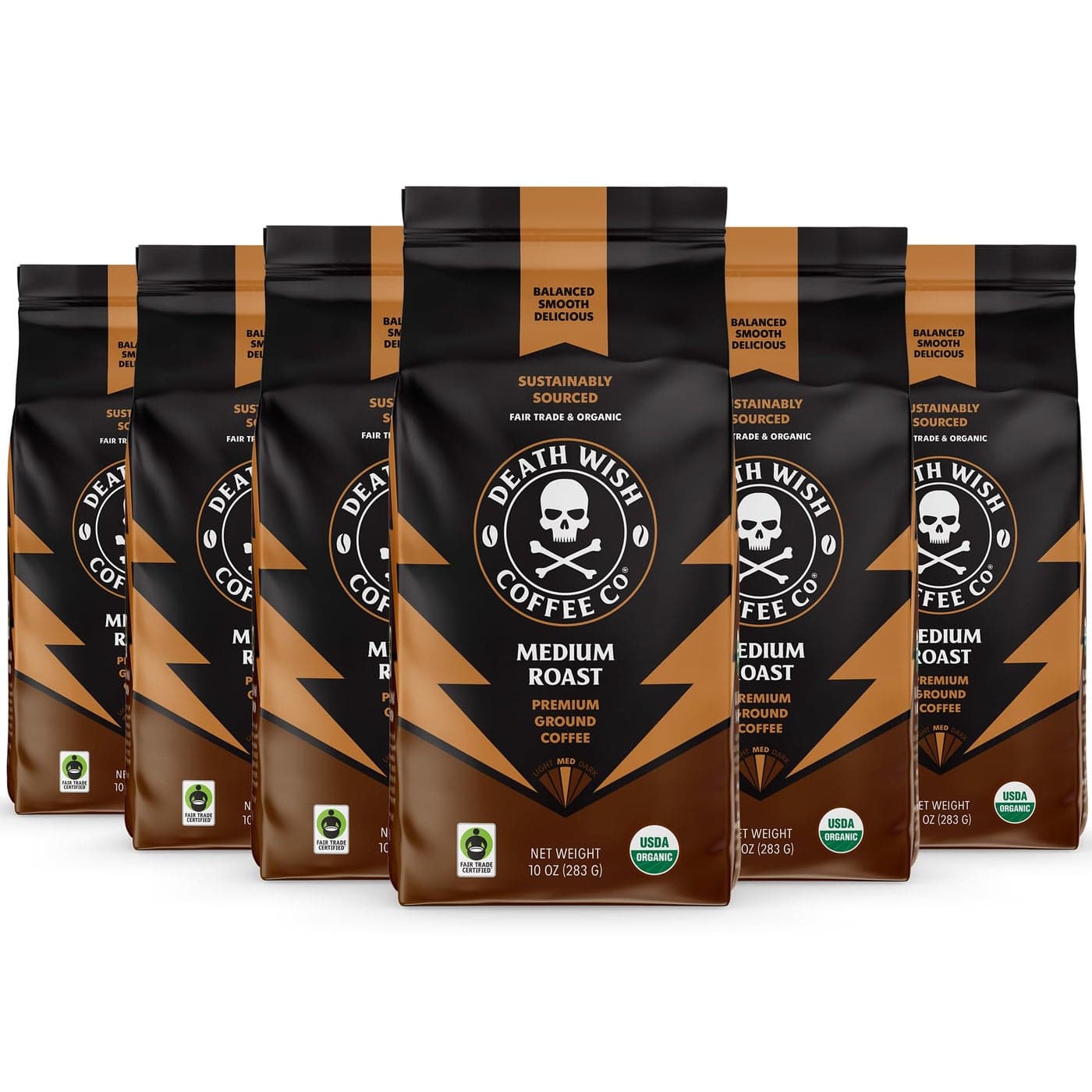 Death Wish Coffee Medium Roast Ground Coffee 6 pack