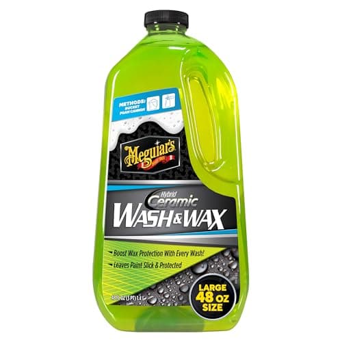 Meguiar's Hybrid Ceramic Wash & Wax - Sophisticated Car Wash Gently Cleans and Adds Shine and Slickness While Boosting Paint with Hybrid Ceramic Wax and Extreme Water Beading - 48oz