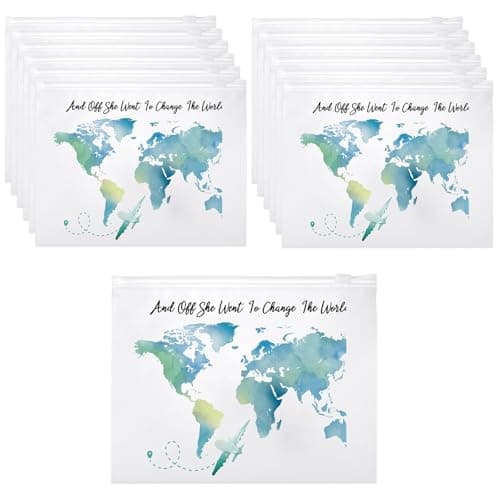 Reginary 50 Pcs Inspirational Gifts Bulk for Women Cosmetic Bag EVA Makeup Bag with Zipper for Birthday Employee Coworker Colleague Staff Encouragement Motivational Presents(Change the World)
