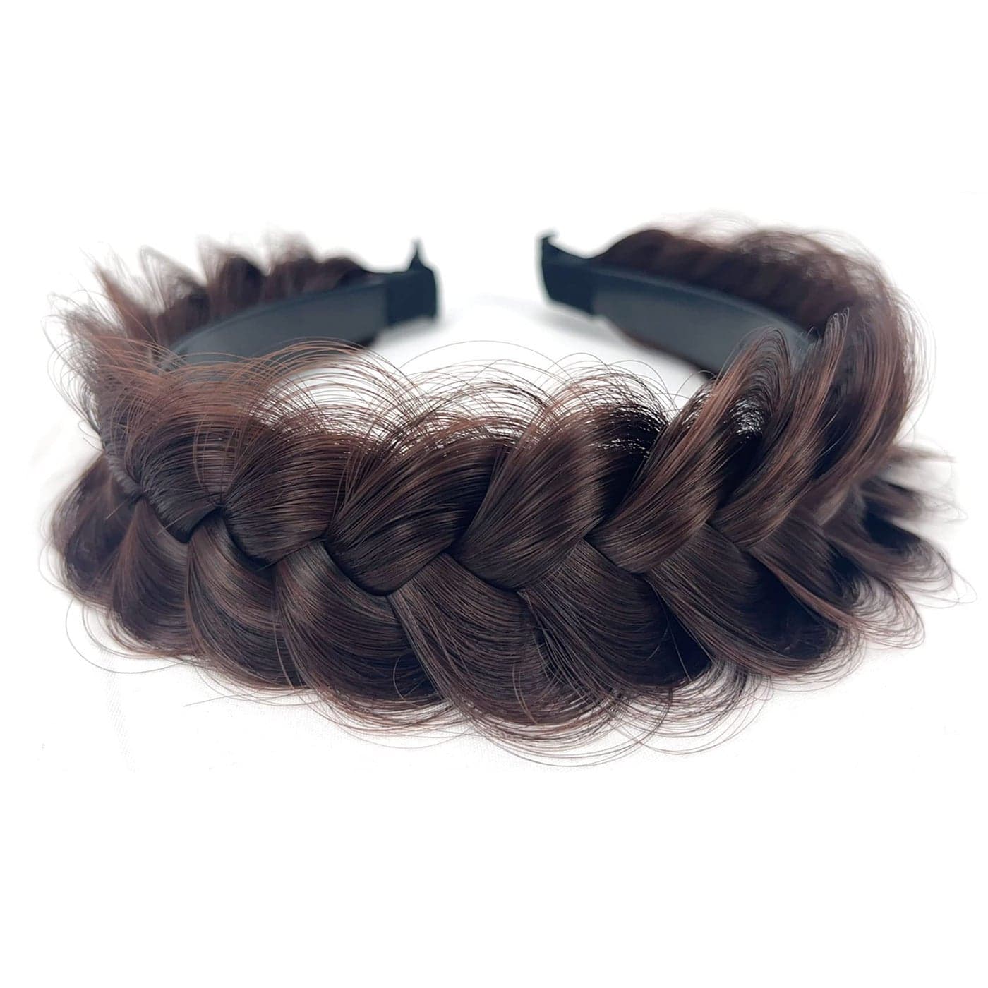 TOECWEGR Braided Headband WithTooth Wide Braid Messy Hair Hoop WomenFashion Hair Accessories dark brown