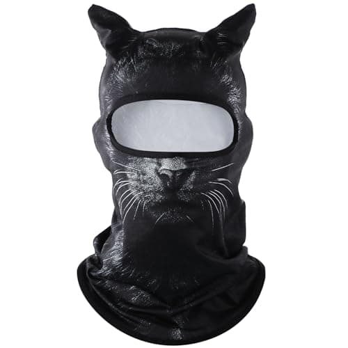 Chicingyou 3D Black Cat Ski Mask Balaclava with Ears Cat Sheisty Face Cover for Music Halloween Party Outdoor Activities