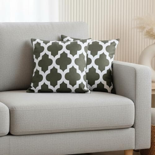 HOMEMONDE Cotton Cushion Cover Set Of 2 - Sofa Pillow Cover 24 By 24 Inches Living Room Cushion Covers, Grey, 120 TC