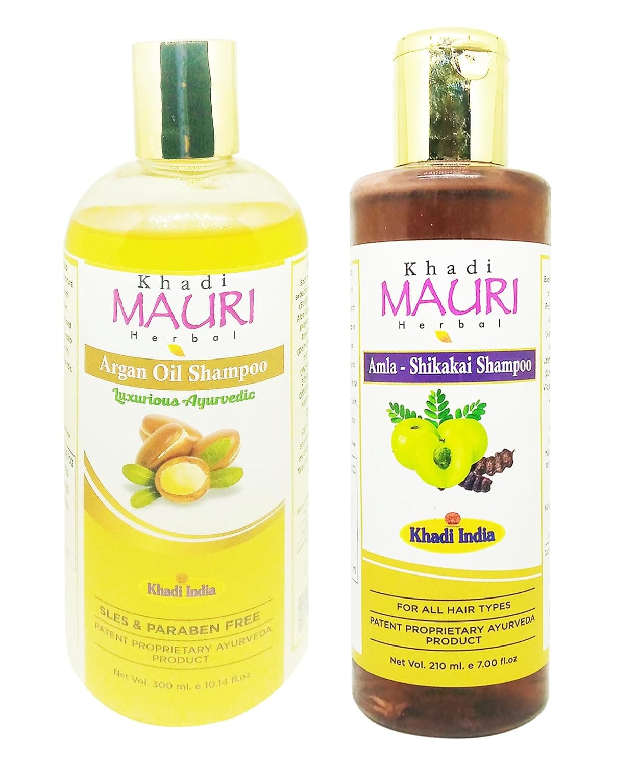Khadi Mauri Argan Amla Shikakai Shampoo Pack of 2 510ml
