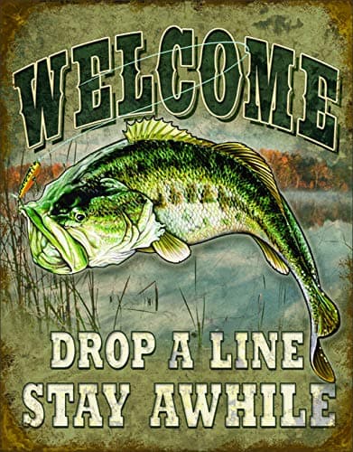 Poster Discount Welcome Bass Fishing Tin Sign 16" X 12.5", 12x16