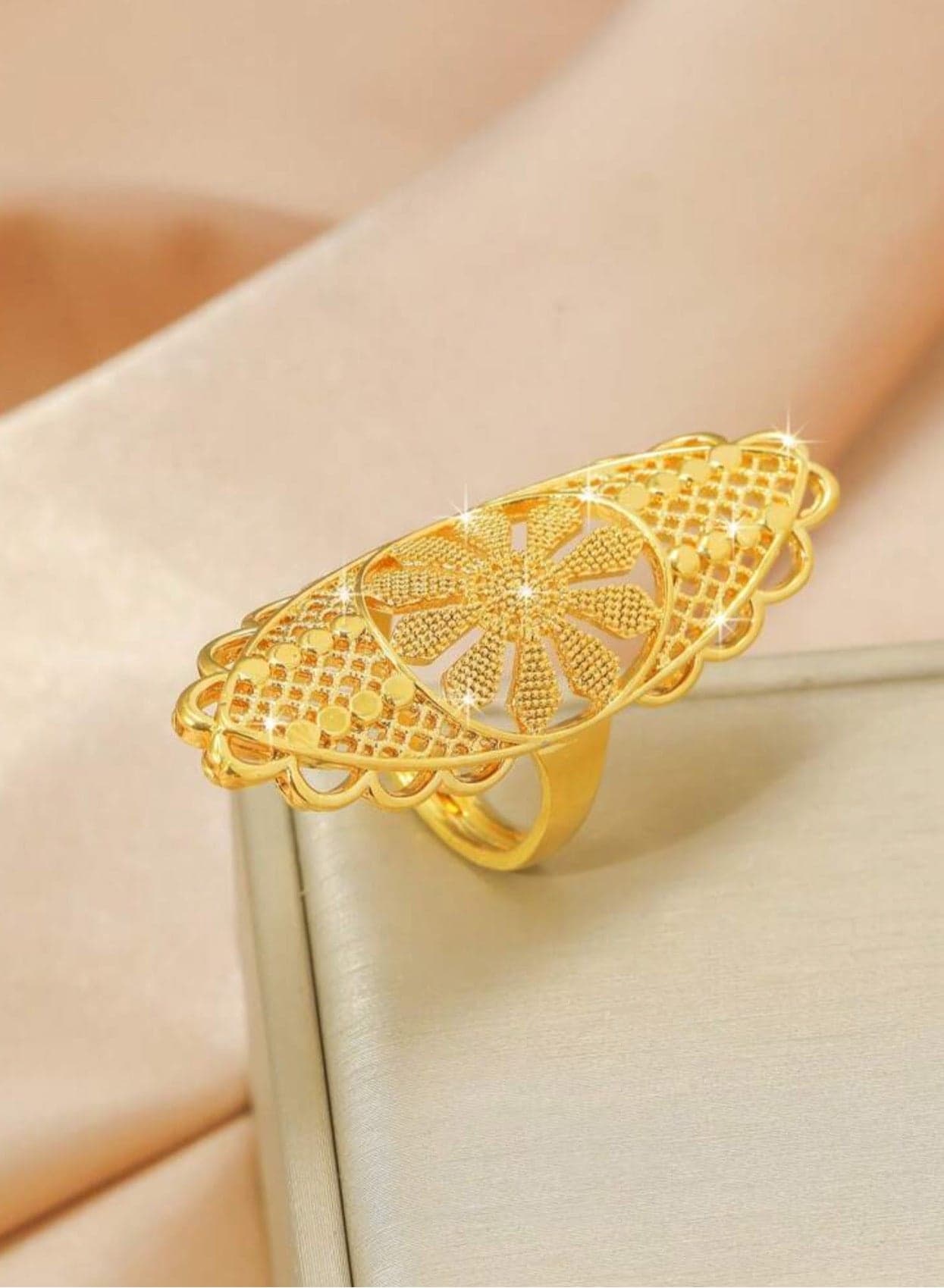 21k Gold Plated Ring For Women One Size