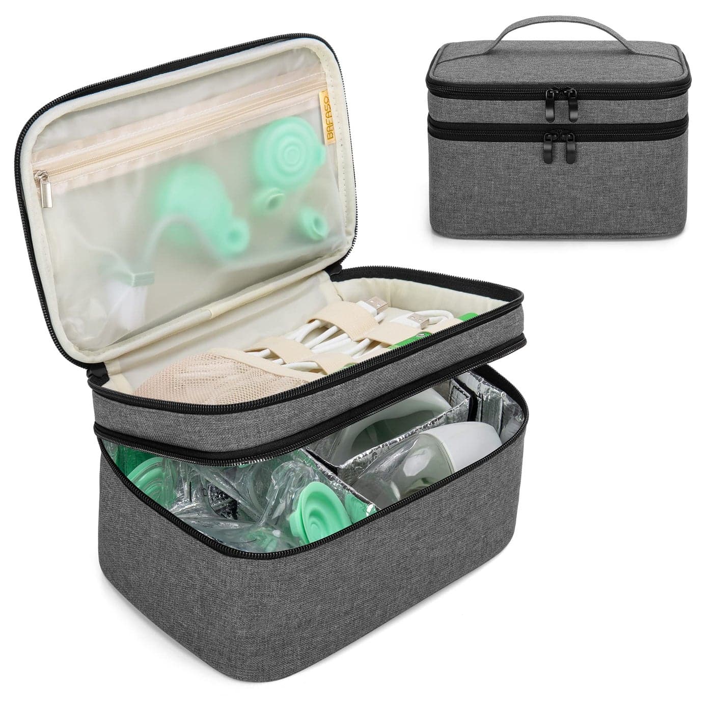 BAFASO Breast Pump Bag Compatible with Momcozy S12 Pro Momcozy M5 Elvie Breast Pump Carrying Case for Wearable Breast Pump and Extra Parts Gray
