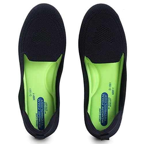 DOCTOR EXTRA SOFT Flexible Memory Foam Women's Shoes for Walking Gym Training | Casual Sports,Slip-On,Lightweight Lace up Jutis Bellies Classy Ballerina for Ladies and Girls New-D-1003 Black
