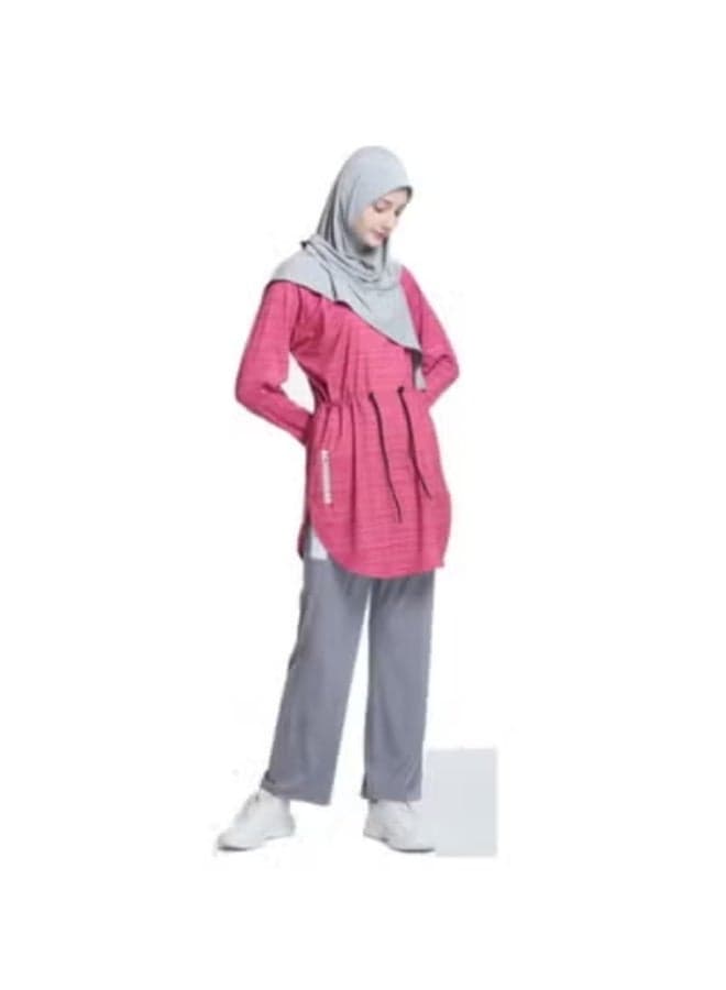 Modest Women's Activewear Set – Loose-Fit Top + Elastic-Waist Jogger Pants + Soft Full-Cover Hijab, Breathable Fabric, Ideal for Daily Wear & Sports