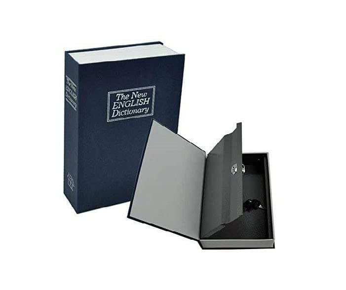 SYGNIUS Metal Book Safe Locker for Hiding Cash Jewellery Passport and other Valuables Portable Hidden Dictionary Secret Book Safe with 2 Keys for Office Home Small