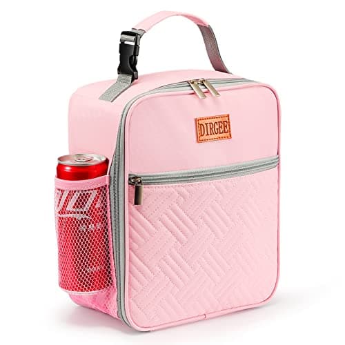 DIRGEE Lunch Bag for Women Insulated Lunch Bag For Men Adults Small Lunch Bag for Office Work Leakproof Freezable Cooler Bag Reusable Portable Lunch Box Pink