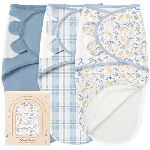 Yoofoss Baby Swaddles for Newborns 100 Organic Cotton Adjustable Swaddle 03 Months 2 Zippers Newborn Swaddle Sack Breathable Soft Durable
