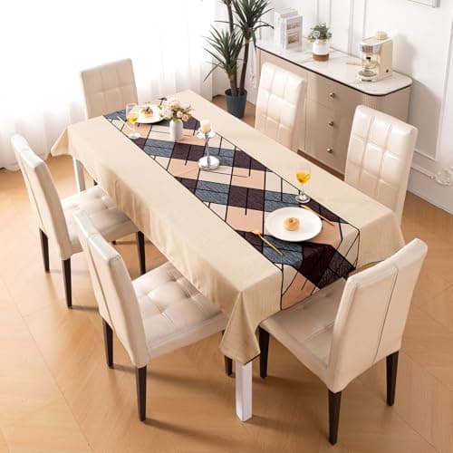 HOKIPO 'Modern Grace' Table Cloth for 6 Seater Dining Table Cover, 55x87 inches - Earthy Matrix (IN-875-I5)